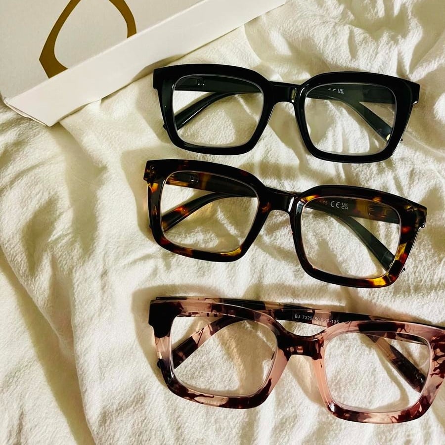 👓3-pack läsglasögon i sköldpaddsmönster – överdimensionerade fyrkantiga läsglasögon som blockerar blått lju