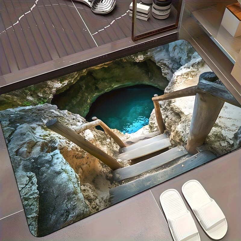 Visuell illusion Endless Abyss-mönster HD-tryckt halkfri dörrmatt