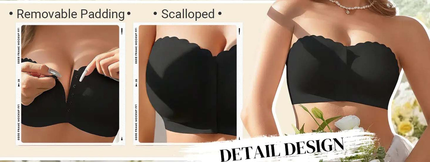 🔥Sista dagen ❤️Sömlös framknäppning axelbandslös bandeau-bh