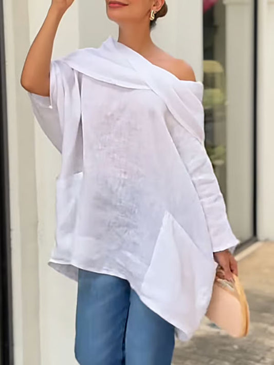 Damtopp med oregelbunden krage/Irregular Collar Ladies Top