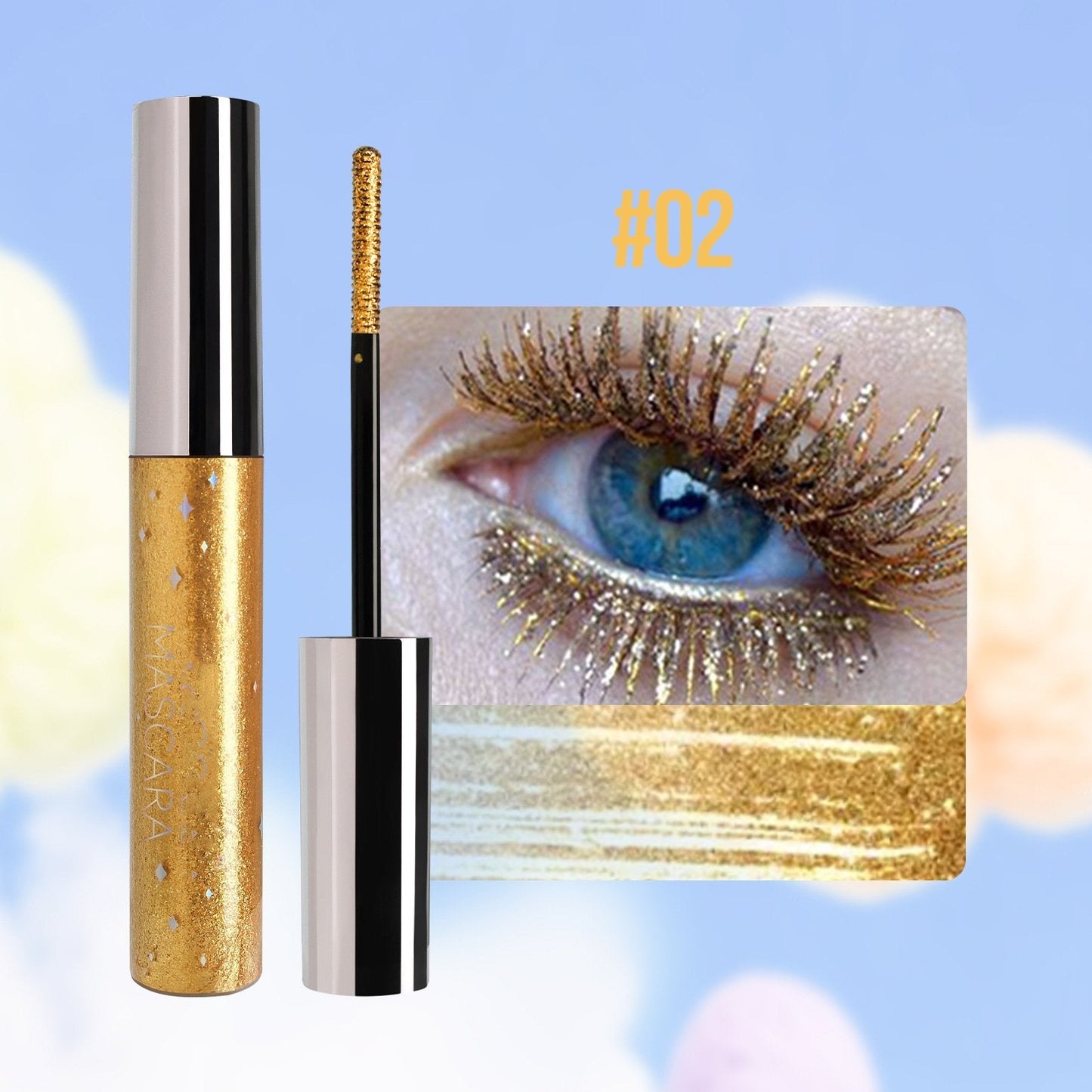 Färgglad Glittermascara/Colorful Glitter Mascara