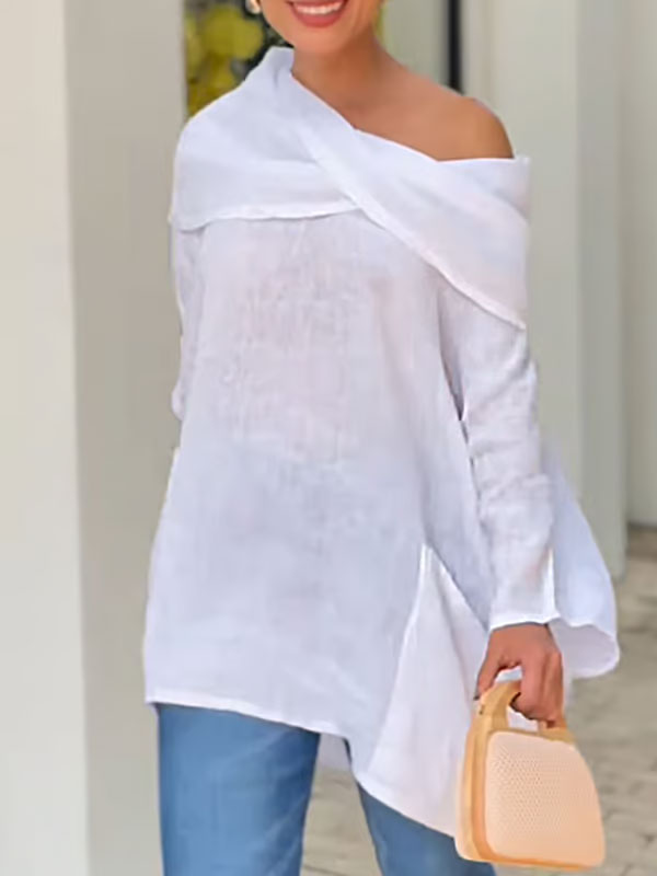 Damtopp med oregelbunden krage/Irregular Collar Ladies Top