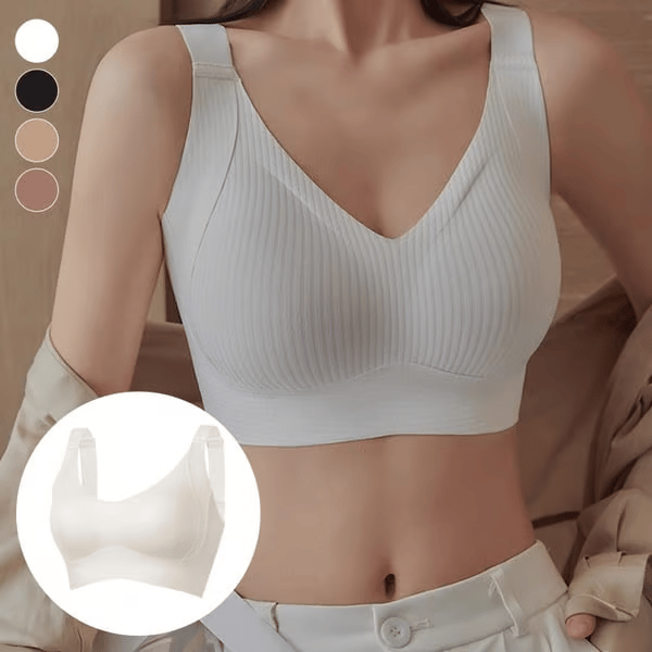 🔥Spring Hot Sale 49% OFF- Ribbad Push Up Justerbar Trådlös BH för kvinnor