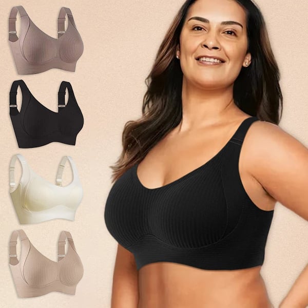 🔥Spring Hot Sale 49% OFF- Ribbad Push Up Justerbar Trådlös BH för kvinnor