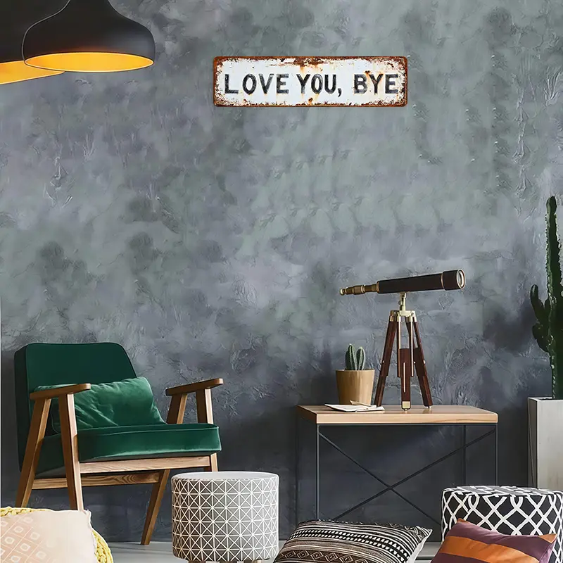 ❤️ LOVE YOU, BYE – Vintage metallskylt för väg
