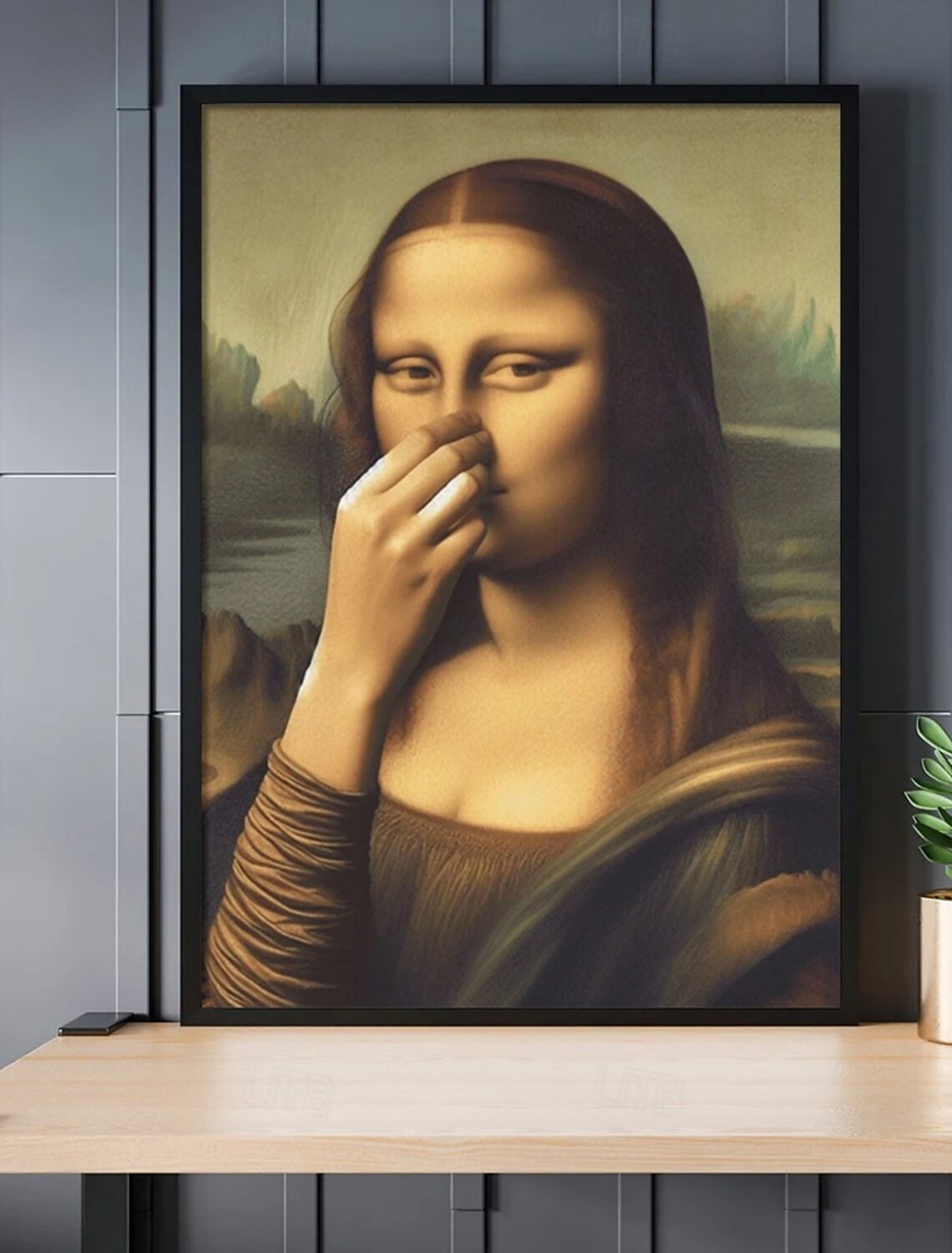 Imitation Mona Lisa konstdekoration, rolig vintage toalett humor rum deko