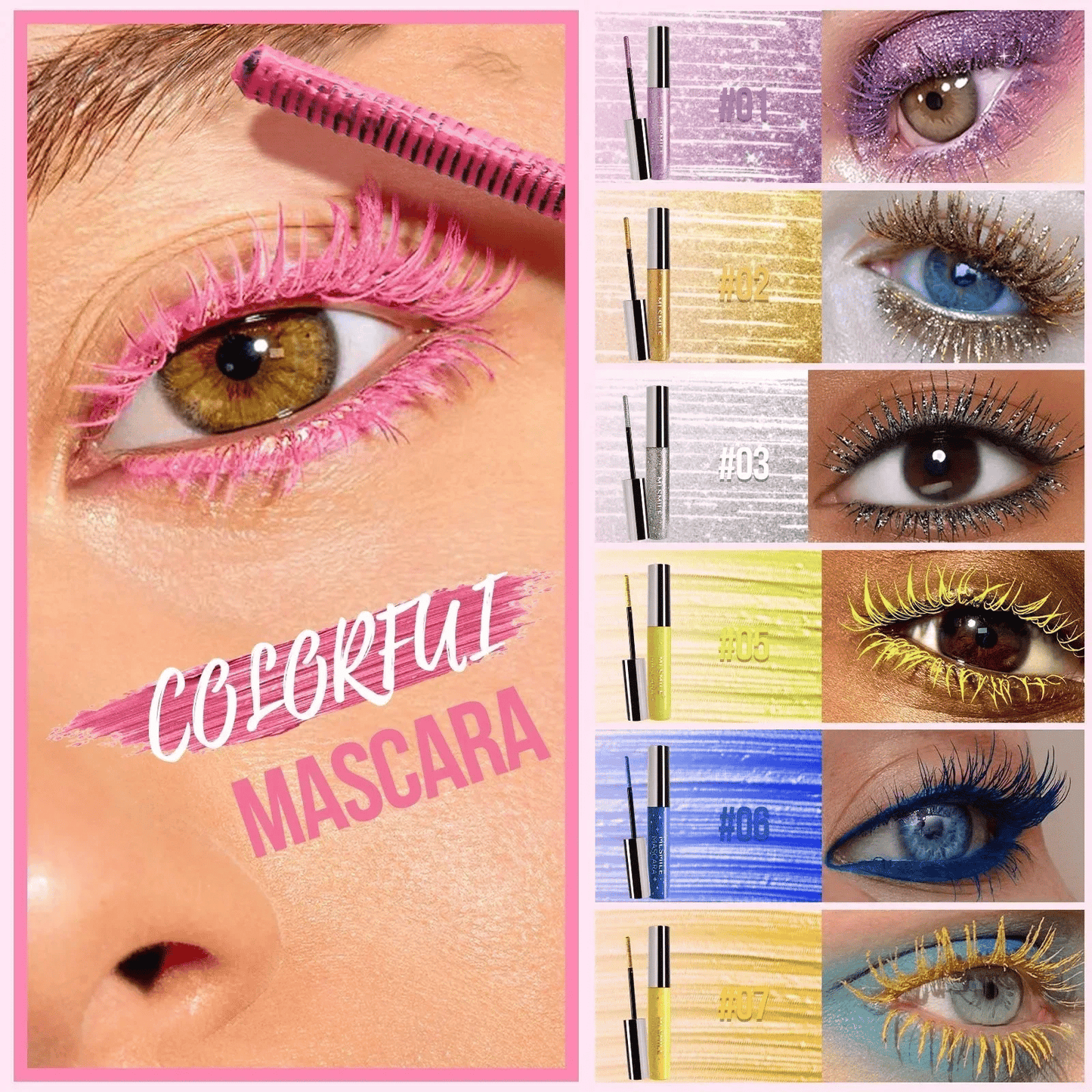 Färgglad Glittermascara/Colorful Glitter Mascara
