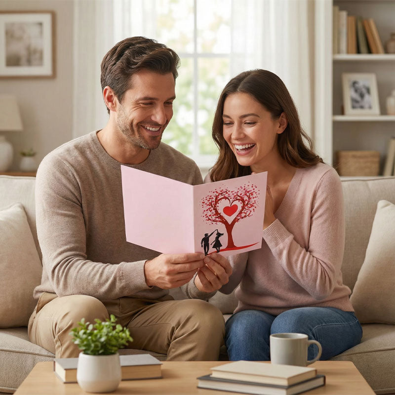 Romantiskt 3D-gratulationskort ”Dancing Under the Heart Tree