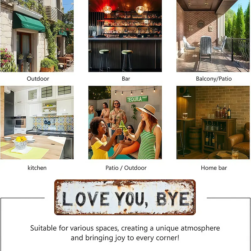 ❤️ LOVE YOU, BYE – Vintage metallskylt för väg
