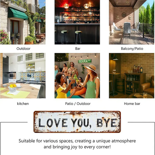 ❤️ LOVE YOU, BYE – Vintage metallskylt för väg
