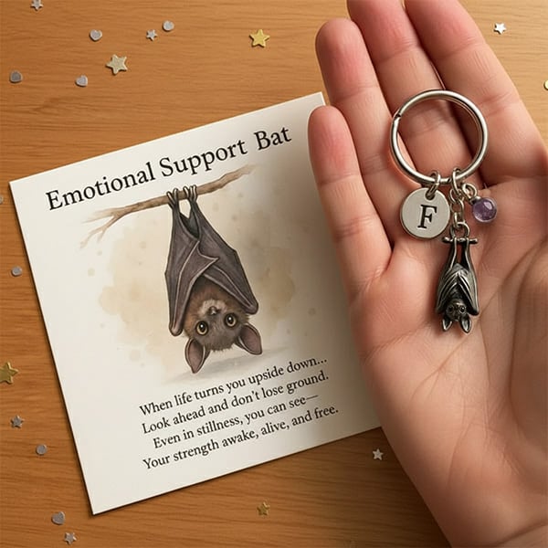 🦇Emotionellt stöd Bat Inspirerande nyckelrin