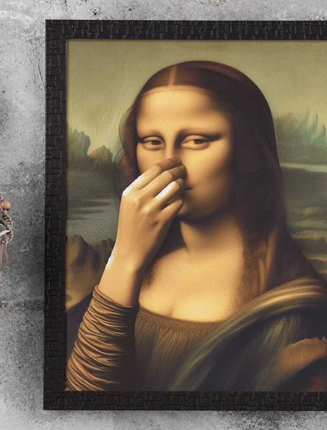 Imitation Mona Lisa konstdekoration, rolig vintage toalett humor rum deko